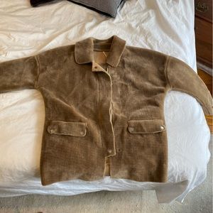 Free People Camel Sherpa Oversized Coat